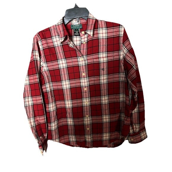 Polo Ralph Lauren Plaid Button Down Shirt Size Small Relaxed Fit Red Blue Preppy - Picture 1 of 3